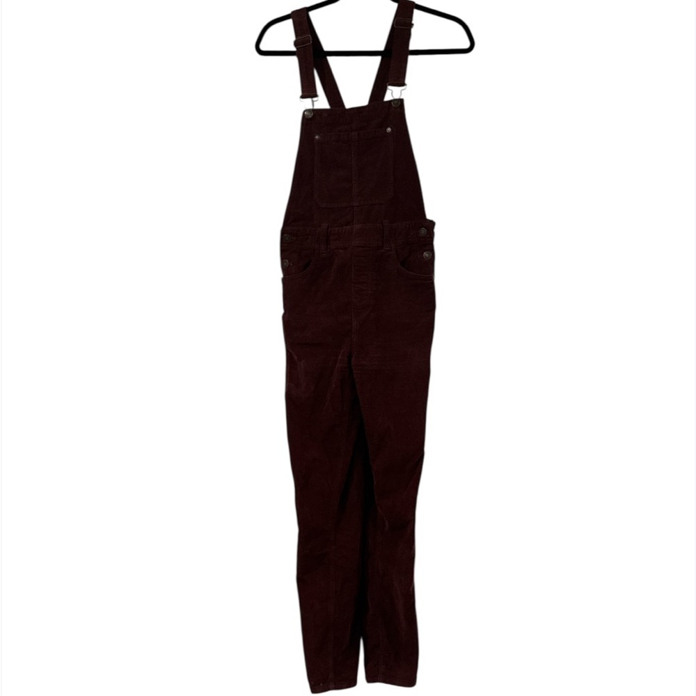 Free People We The Free Brown Corduroy Skinny Leg Boho Overalls Size 26